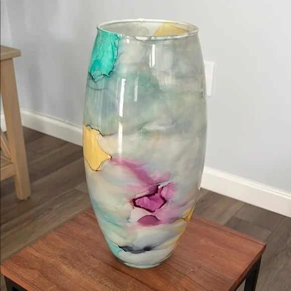 Colorful Abstract Glass Vase - Picture 2 of 3